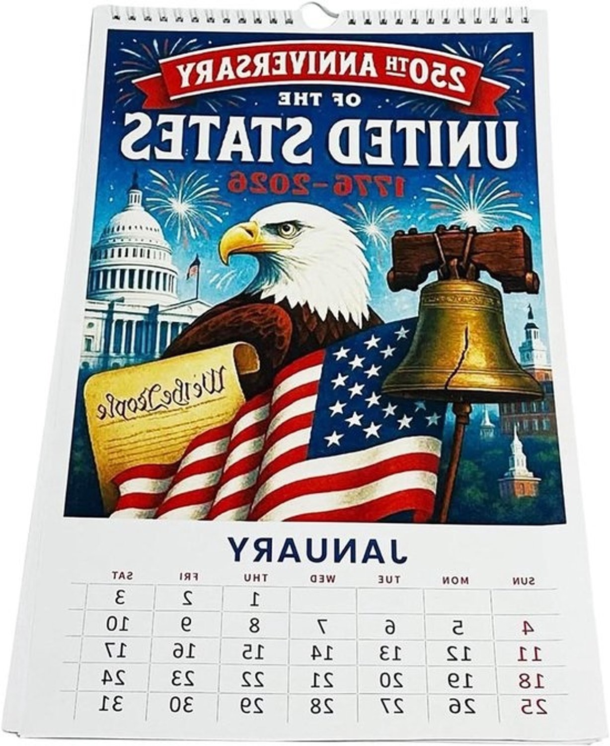 Kalender 2026 - Jaarkalender voor aan de muur - Planning maken - Thema cultureel erfgoed - 38 x 24.5 cm - Nationale kleuren