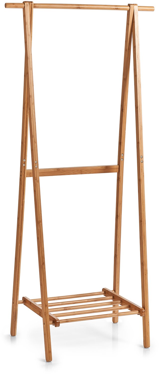 ZELLER - Bamboe staande kapstok met plank, 74 x 45,5 x 159 cm