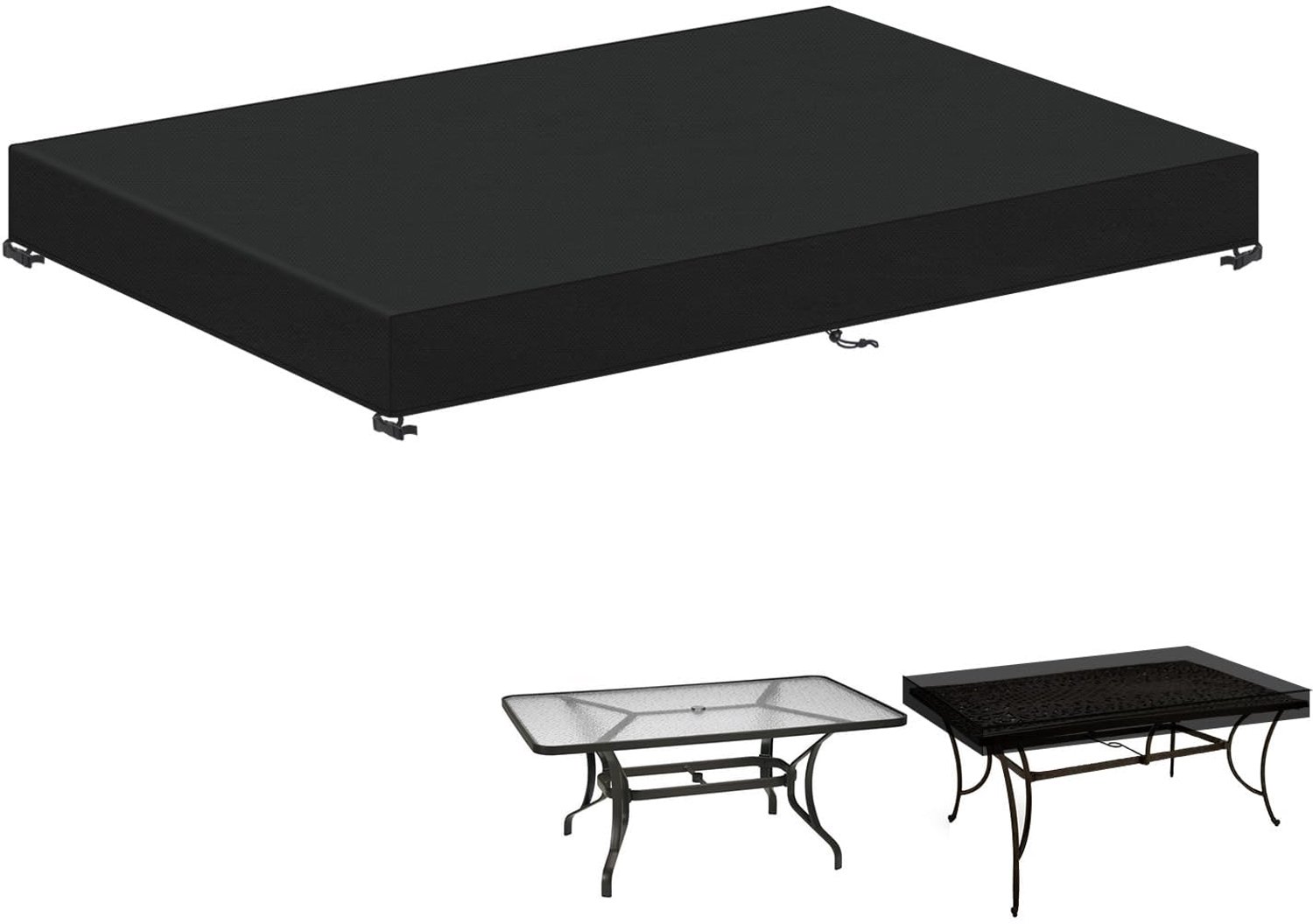 Duraxl Tuintafelhoes - Waterdicht - 160 x 90 x 15 cm Zwart