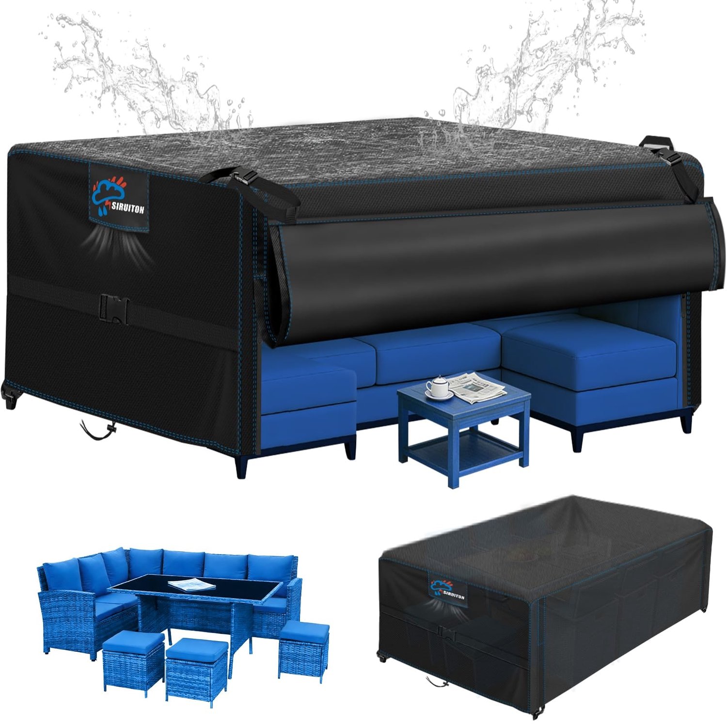 Duraxl Tuinmeubelhoes - 250 x 180 x 90 cm - Waterdicht - Met rits Zwart