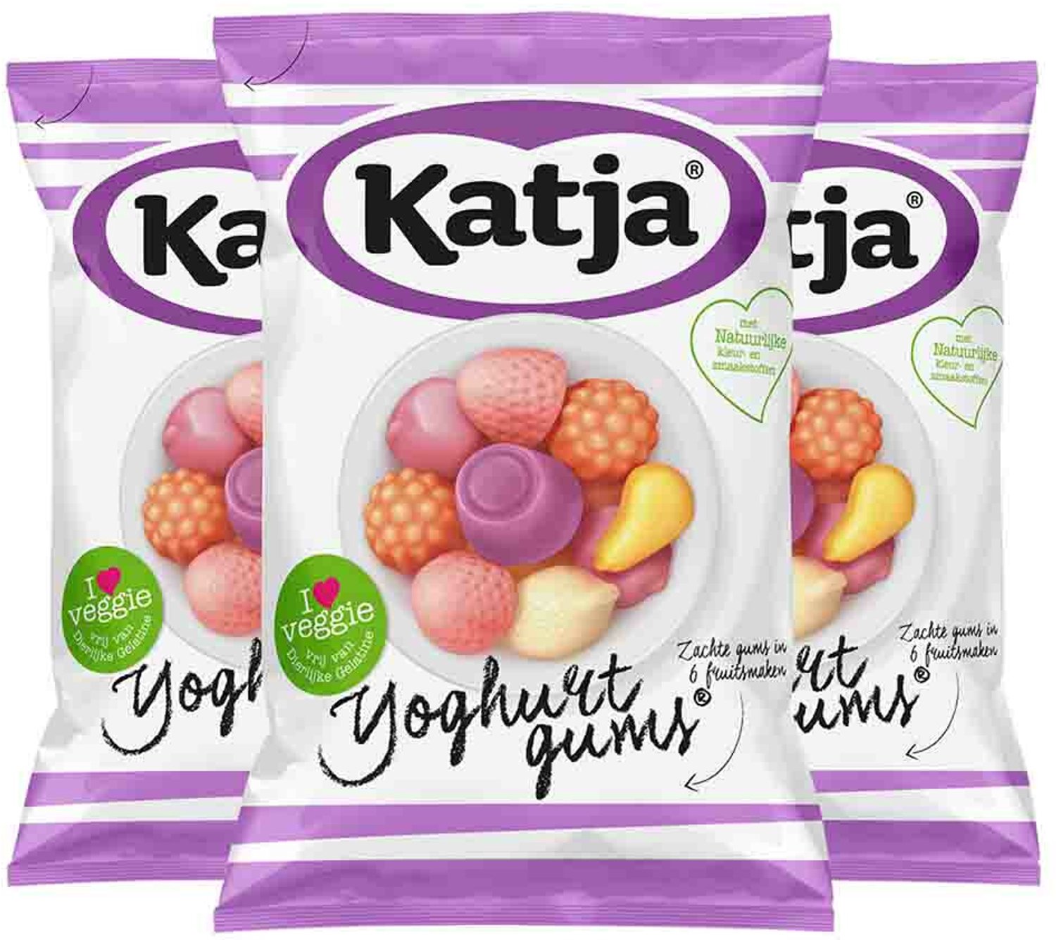 Katja - Yoghurtgums - 3 x 65 gr - Voordeelverpakking