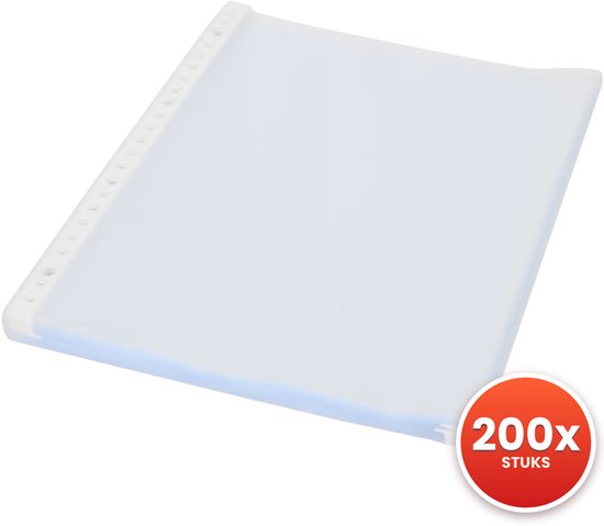 Transparante A4 insteekhoes met perforatie, verpakking van 200 stuks.