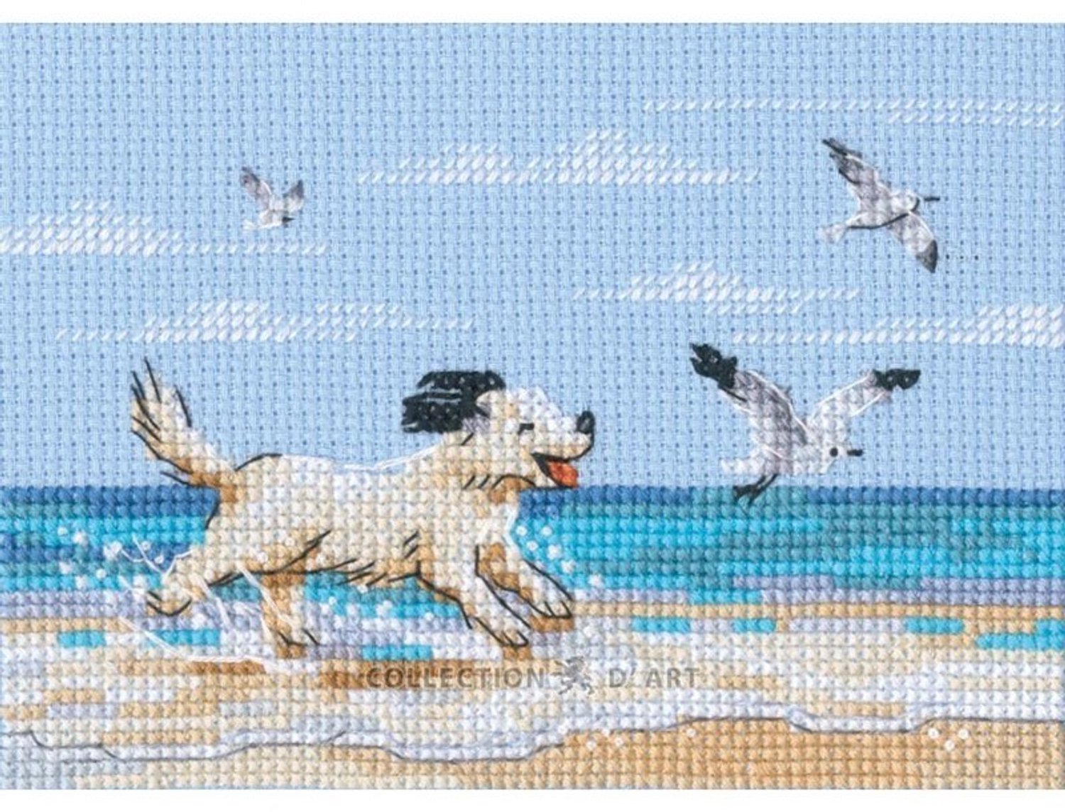 Borduurpakket Dog Running on Beach - Hond, rennend op het strand - RTO - M01108