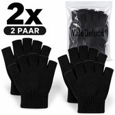 ValeDelucs Vingerloze Handschoenen 2 Paar (4 Stuks) - Fingerless Gaming Gloves - Zonder vingertoppen - Geschikt voor Dames en Heren Unisex - Zwart