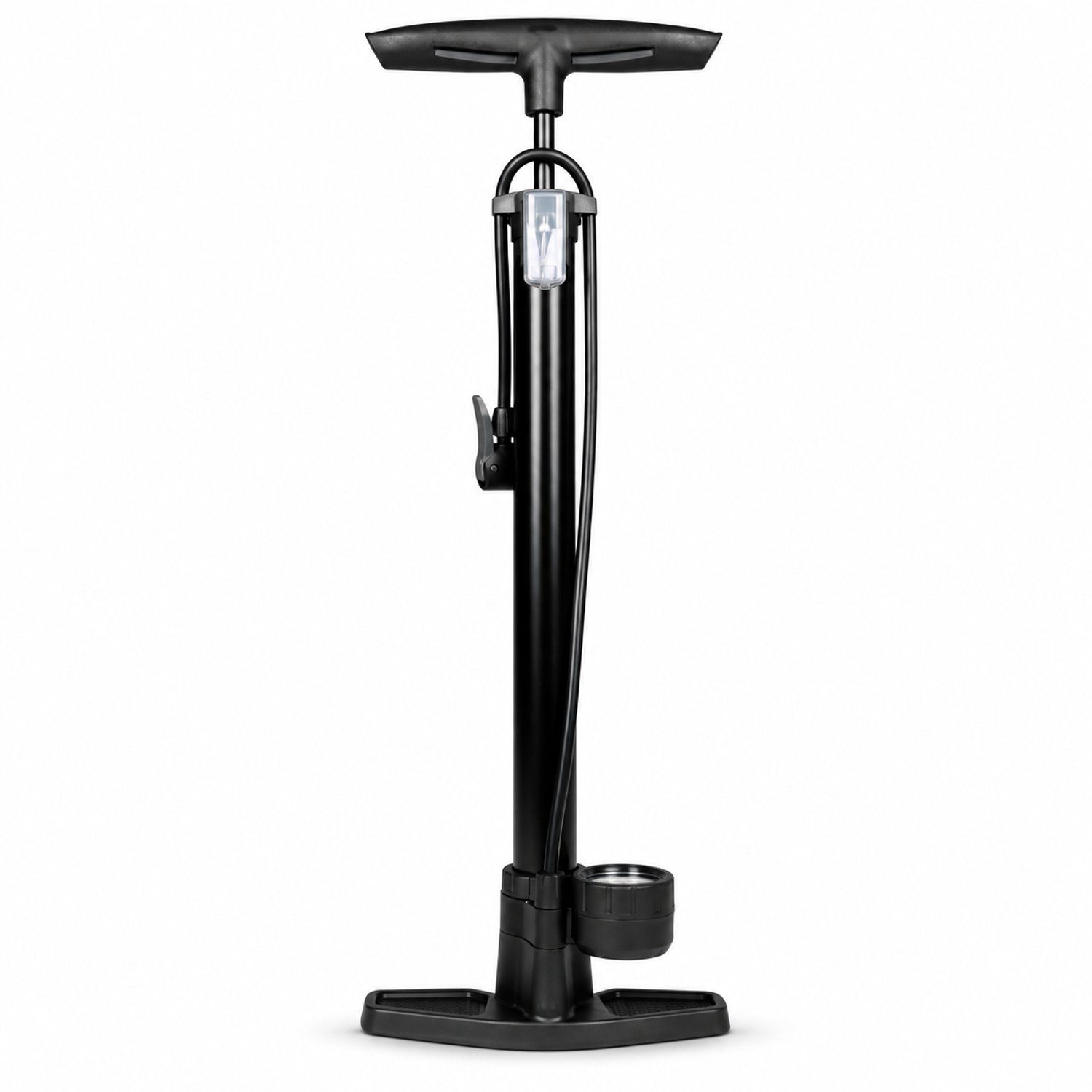 Fietspomp met Manometer - 8 Bar - Slang 65 cm - Dubbele Pompkop - Zwart