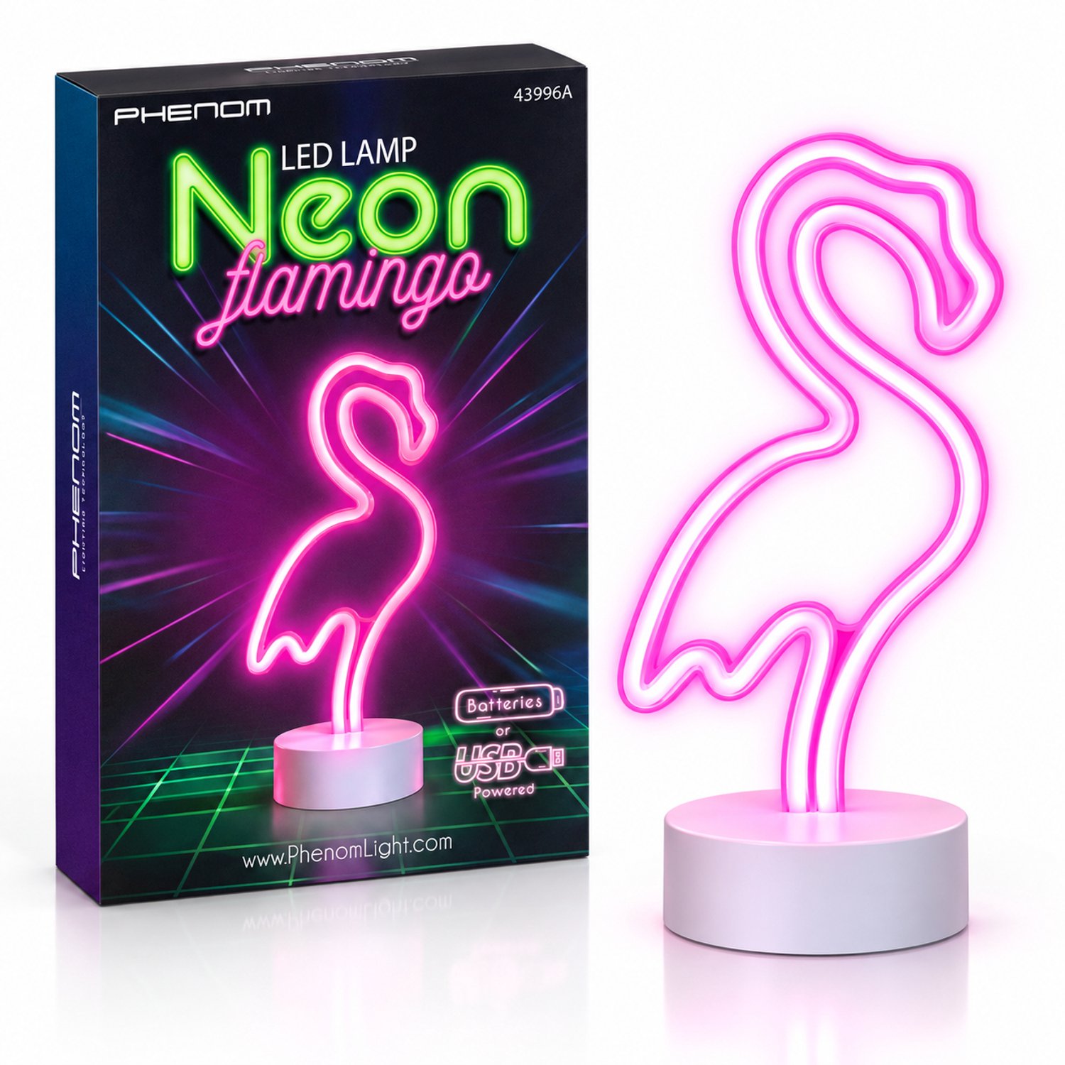 Nachtlamp Kind - Neon LED Flamingo Lamp Kinderkamer - Roze - op USB of op Batterij - LED Neon Tafellamp - Flamingo Nachtlamp - Sfeerverlichting voor Kinderkamer - Bureau - Slaapkamer - Woonkamer - 29,5 cm