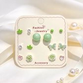 Pittige Vader 7 Paar Oorbellen Set - Groen - 7 Dagen Oorbellen - Elke Dag een Nieuwe Mood - Vrouwen en Meisjes - Feest, Bruiloft en Verloving - Dames accessoires