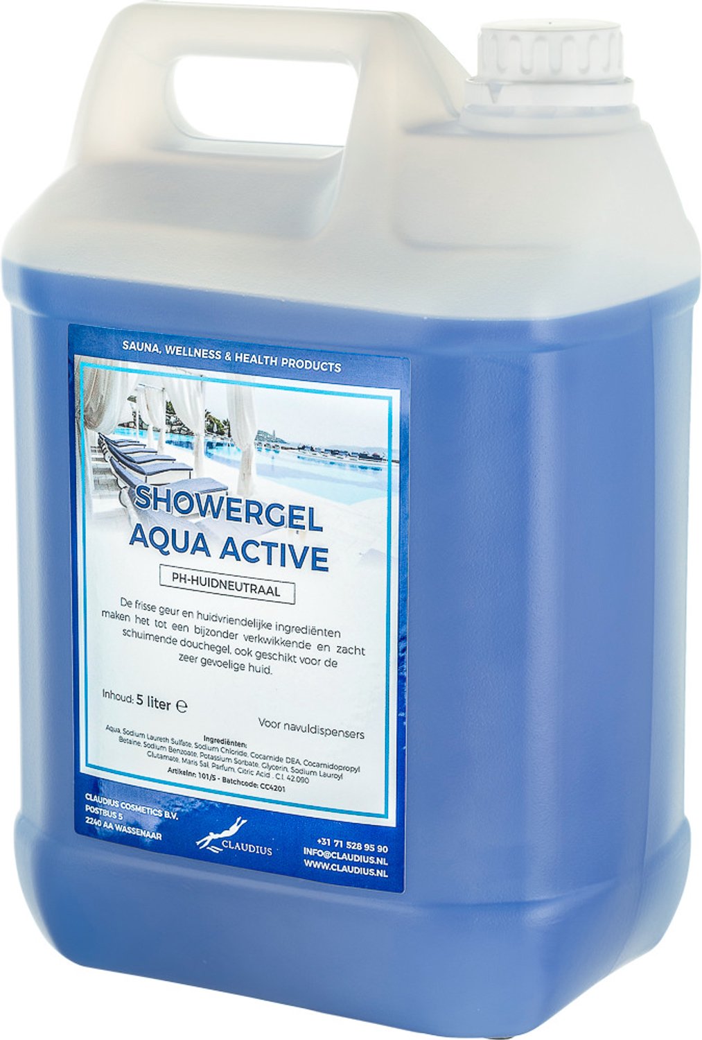 Claudius Douchegel Aqua Active 5 liter - showergel - navulling - voordeelverpakking