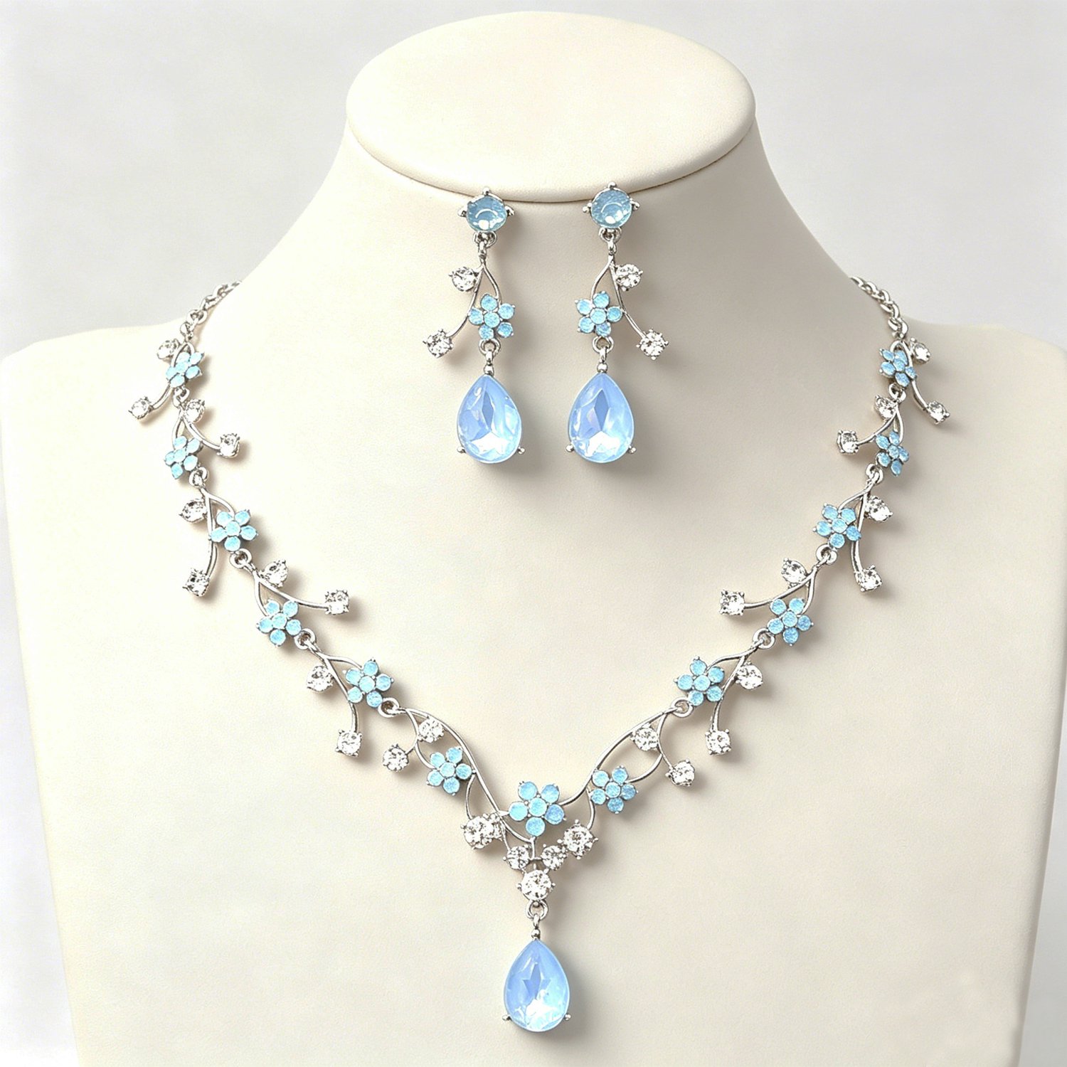 Pittige Vader Klassiek Sieradenset Dames - Ketting en Oorbellen - Zeeblauw - Luxe Elegante Set - Feest, Bruiloft en Verloving - Vrouwen en Meisjes - Dames accessoires