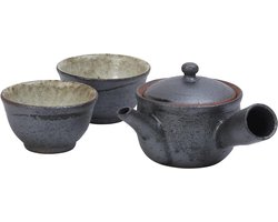 Aardewerk Sumi-iro Kyusu Theepot en Yunomi Set