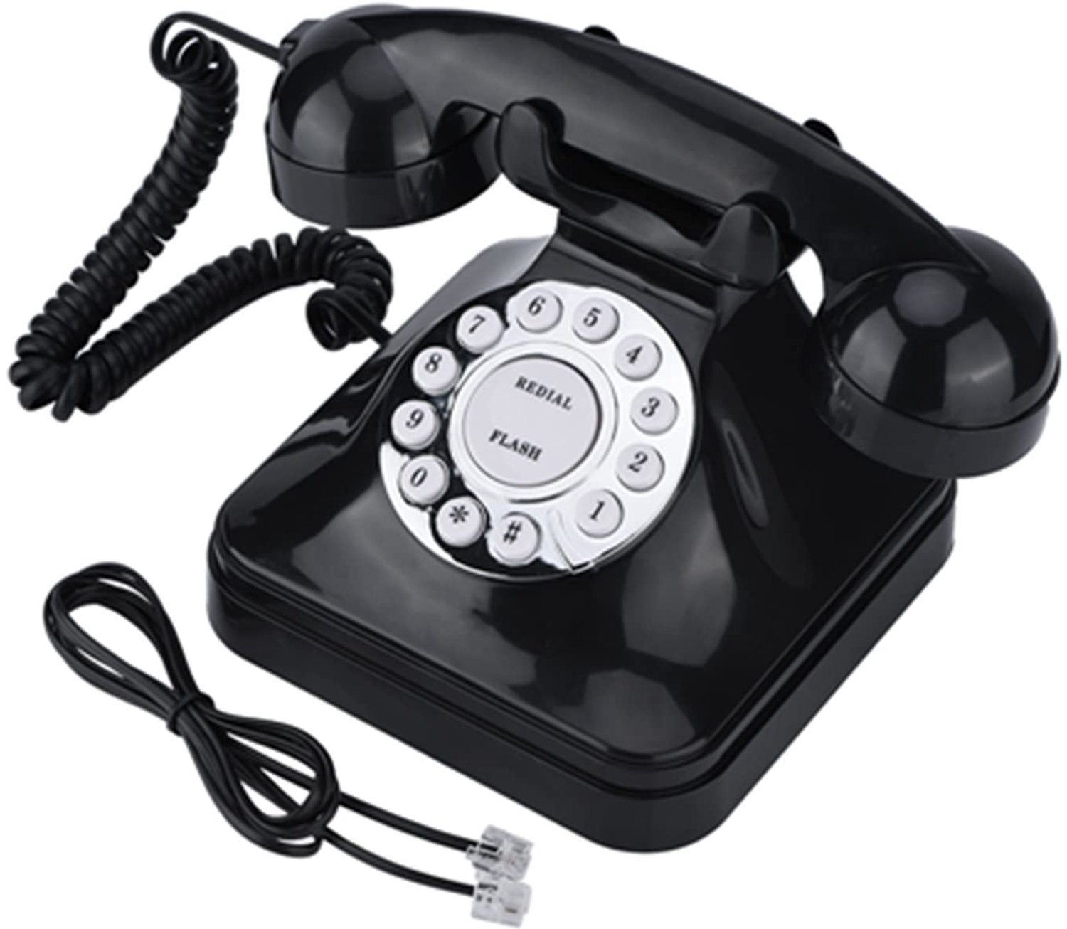 Vaste Telefoon Vintage - Retro Telefoon met Draaiknop - Snoertelefoon - Antislip Sokkel - Duurzaam Kunststof - Gebruiksvriendelijk Ontwerp