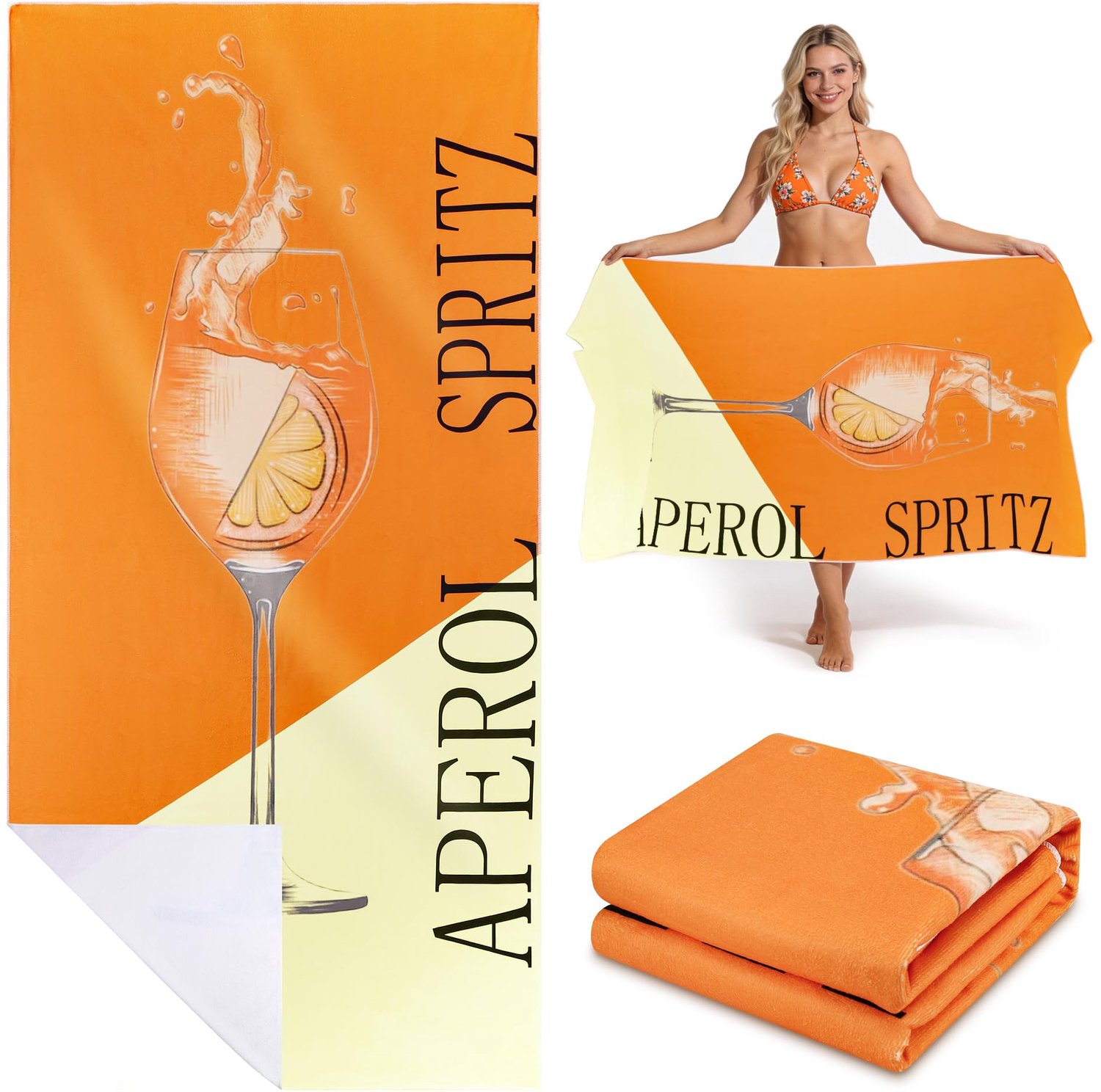 Strandhanddoek - 90 x 180 cm - Sneldrogend en Zandbestendig - Oranje