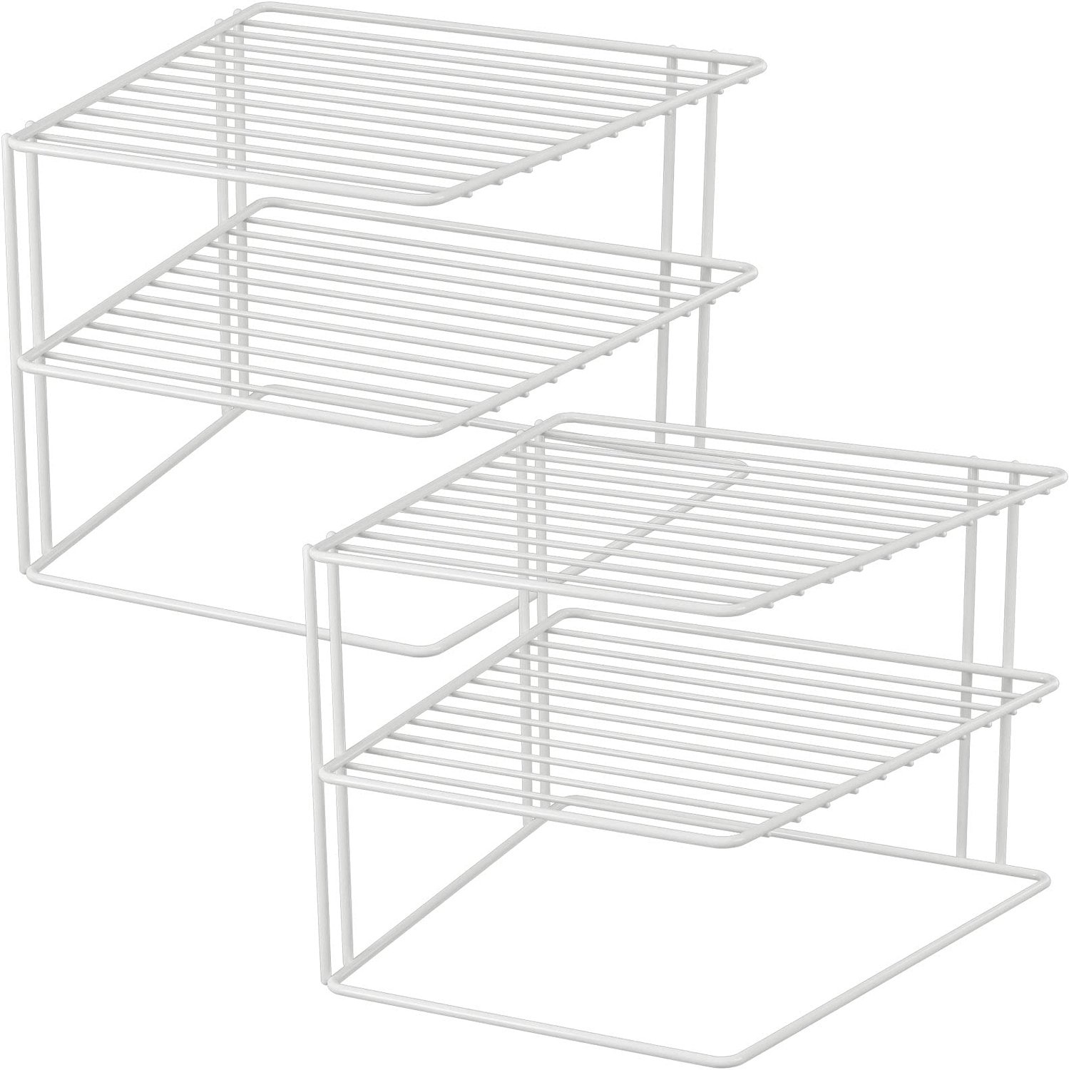 2x Kastinzet met 2 Planken - Wit, 25x25x20 cm Metaal met Plastic Coating