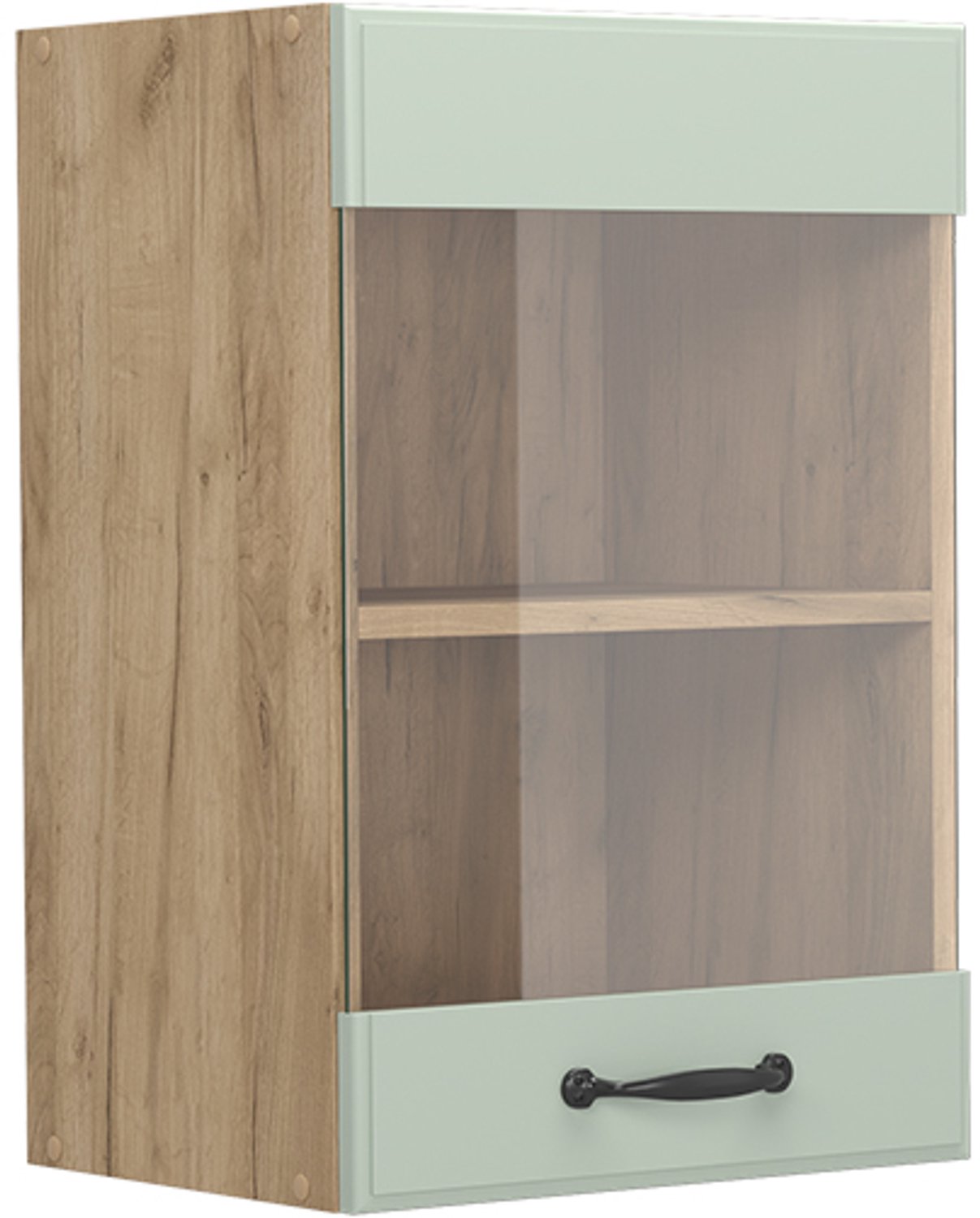 Vicco Glazen keukenkast R-Line, Mint landelijk/Goudkleurig Eiken, 40 cm