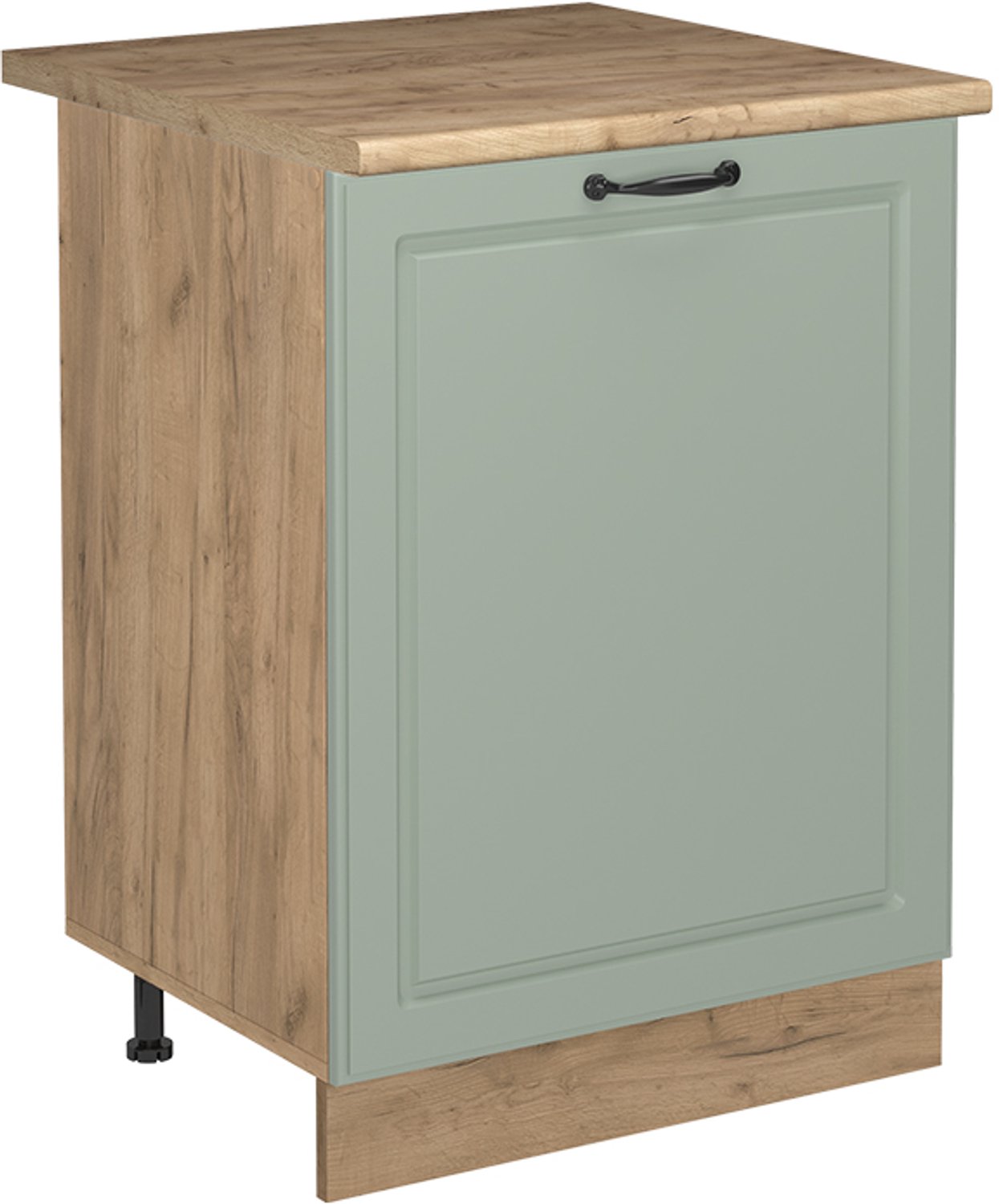 Vicco Keukenonderkast R-Line, Mint landelijk/Goudkleurig Eiken, 60 cm met 1 deur goudkleurig eiken werkblad