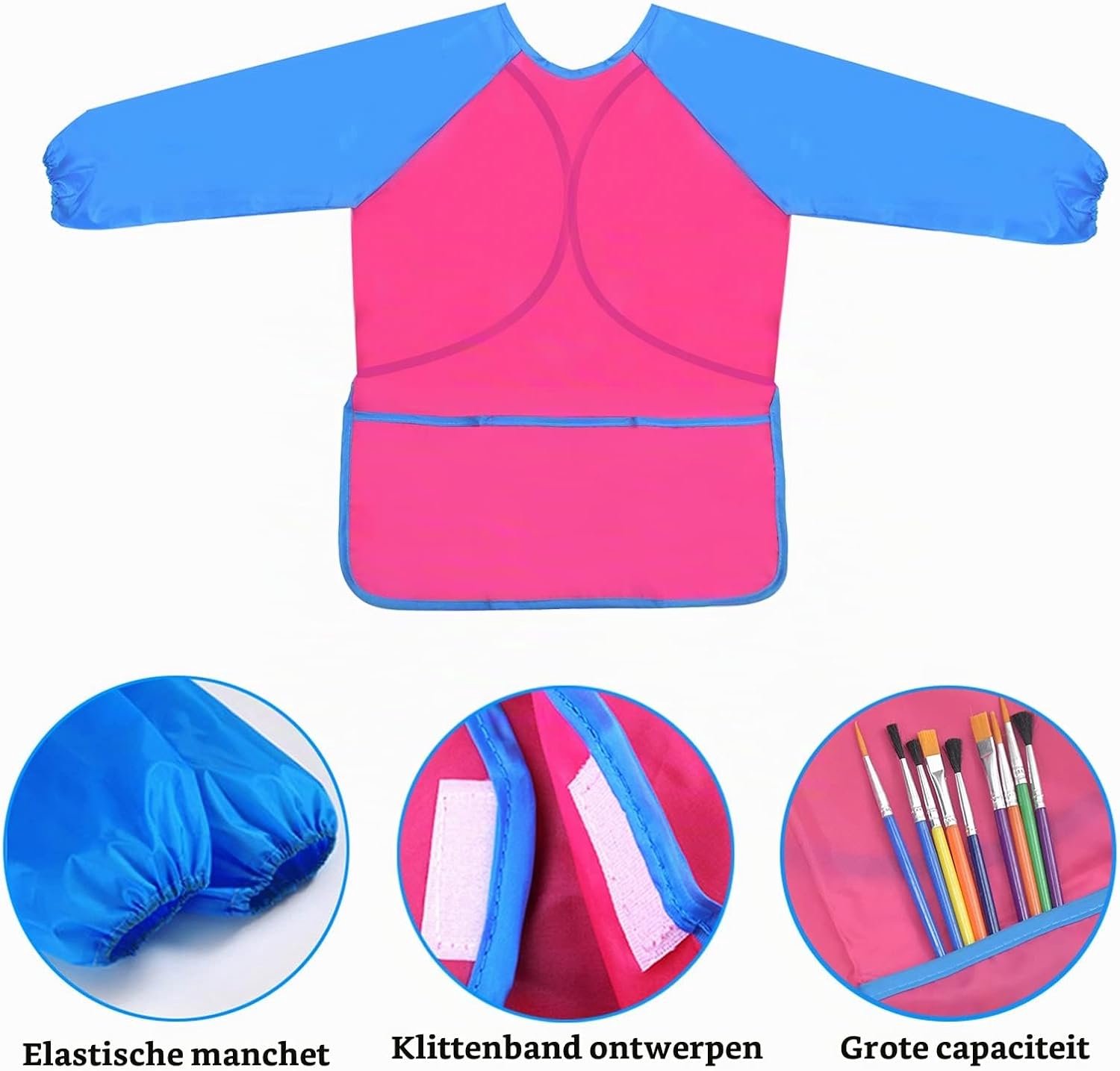 Dailygoods- Schilderschort Waterdicht - Kinderschort met Mouwen - Peuter Schort - Kunst/Handwerk - 2 Pack - 3-8 Jaar - 3 Zakken
