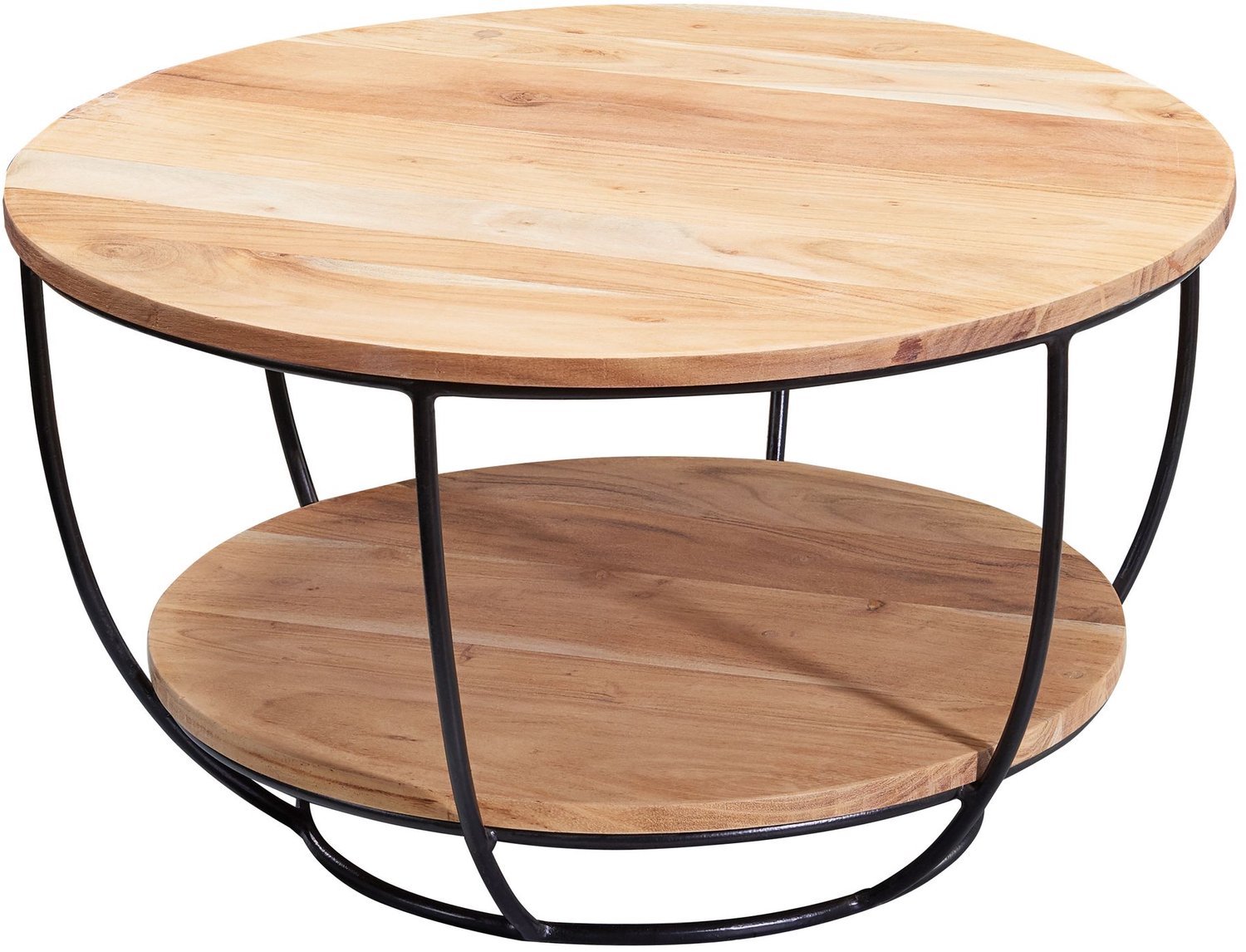 Cosmo Casa Salontafel - Massief acaciahout - Bruin - Stalen onderstel - 60 x 60 x 34,5 cm
