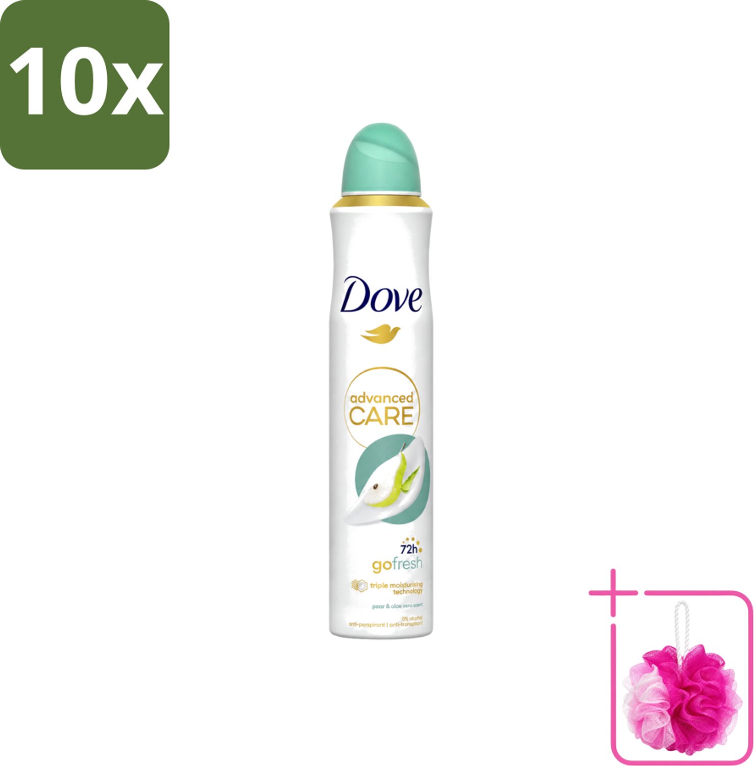 10 x Dove Deodorant Spray - Peer & Aloë Vera - 200 ml - Bulkverpakking - Dove Deodorant Spray - Douchemop - Anti-transpirant