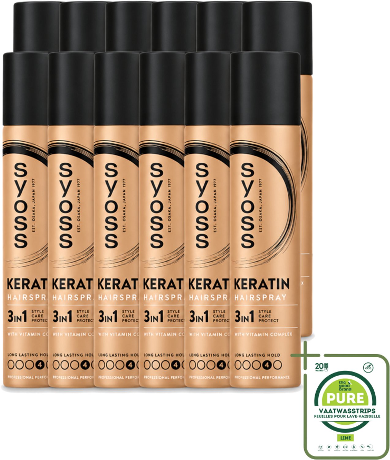 12 x Syoss - Haarspray - HSP Keratin - 75 milliliter - Grootverpakking - Vaatwasstrips - Koffiezetapparaat - Koffiezetapparaat - Koffiezetapparaat