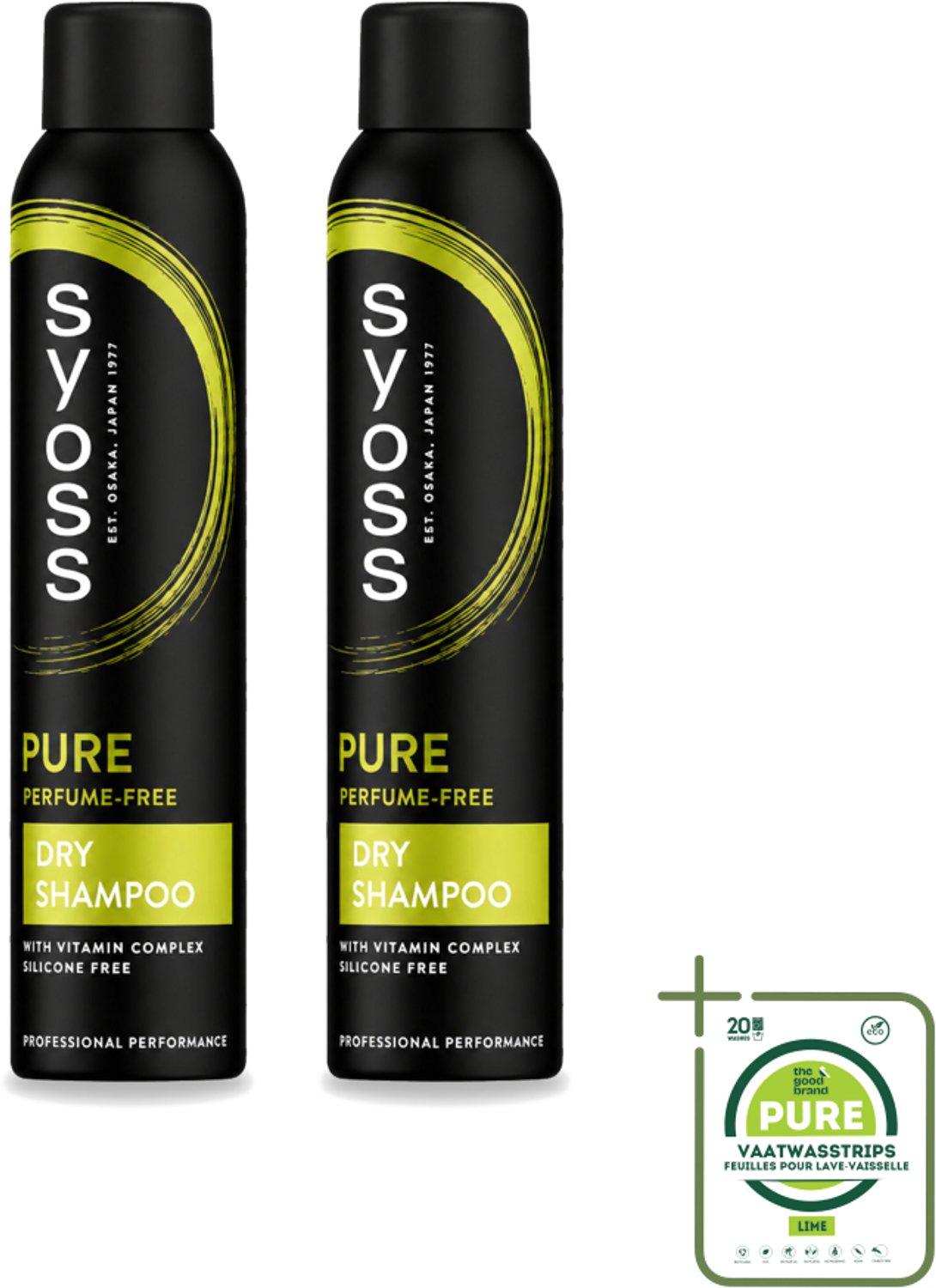 2 x SYOSS - Pure - Perfume Free - Droogshampoo - Shampoo - Langdurige Styling - 200ml - Grootverpakking - Vaatwasstrips - Droogshampoo - Fris Haar - Haarfrisheid - Haarverzorging - Salonkwaliteit