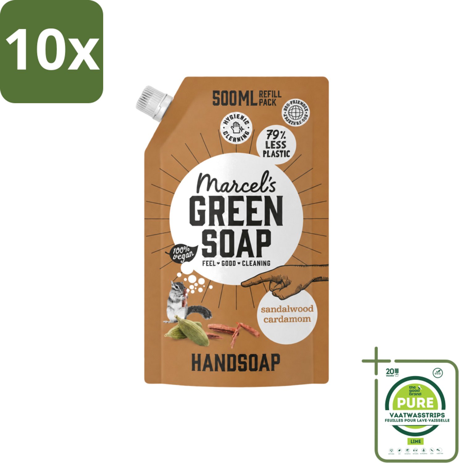 10 x Marcel’s Green Soap – Handzeep Navulling – Sandelhout & Kardemom – 500 ml - Grootverpakking - Vaatwasstrips - Handzeep Navulling - Sandelhout En Kardemom - Natuurlijke Handzeep - Biologische Handzeep - Duurzame Handzeep