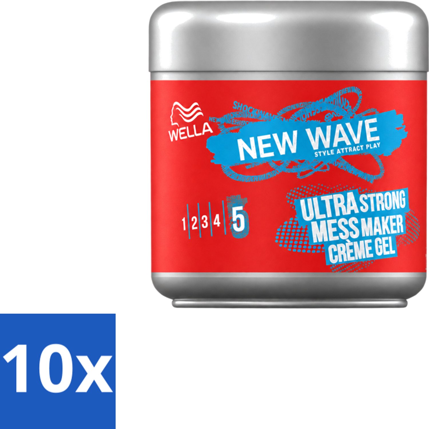 10 x Wella – New Wave Mess Maker Ultra Strong – Haargel – 150 ml - Voordeelverpakking - 10 stuks