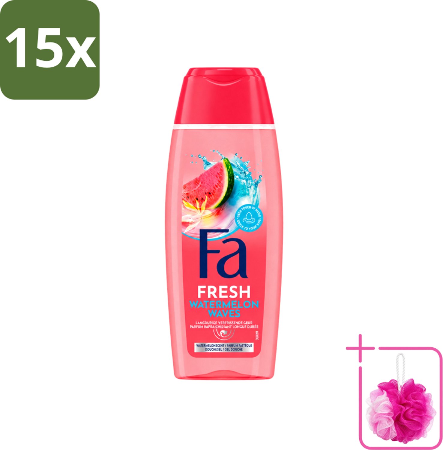 15 x Fa – Douchegel – Watermelon Waves – 250 ml - Bulkverpakking - Douchegel tropisch - Douchemop - Douchegel hydraterend