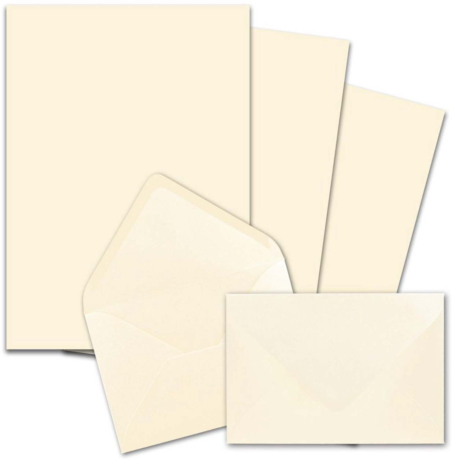 100 Stuks A4 Briefpapier met C6 Enveloppen - Creme-Vanille