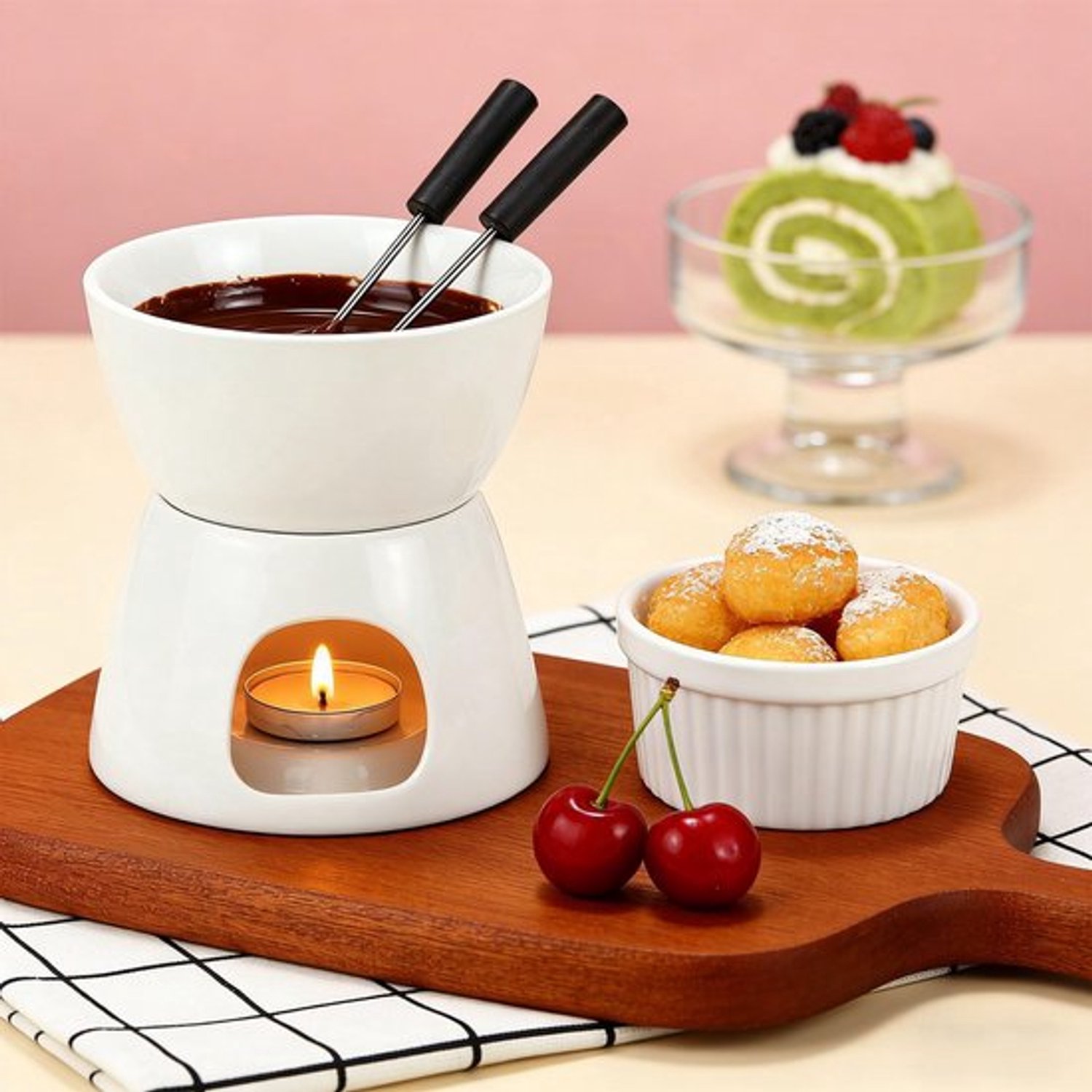 Fonduepan Keramische Chocoladefondue - 300 ml Inhoud - Porselein - Voor Thuisgebruik - Smeltpan – foto 5