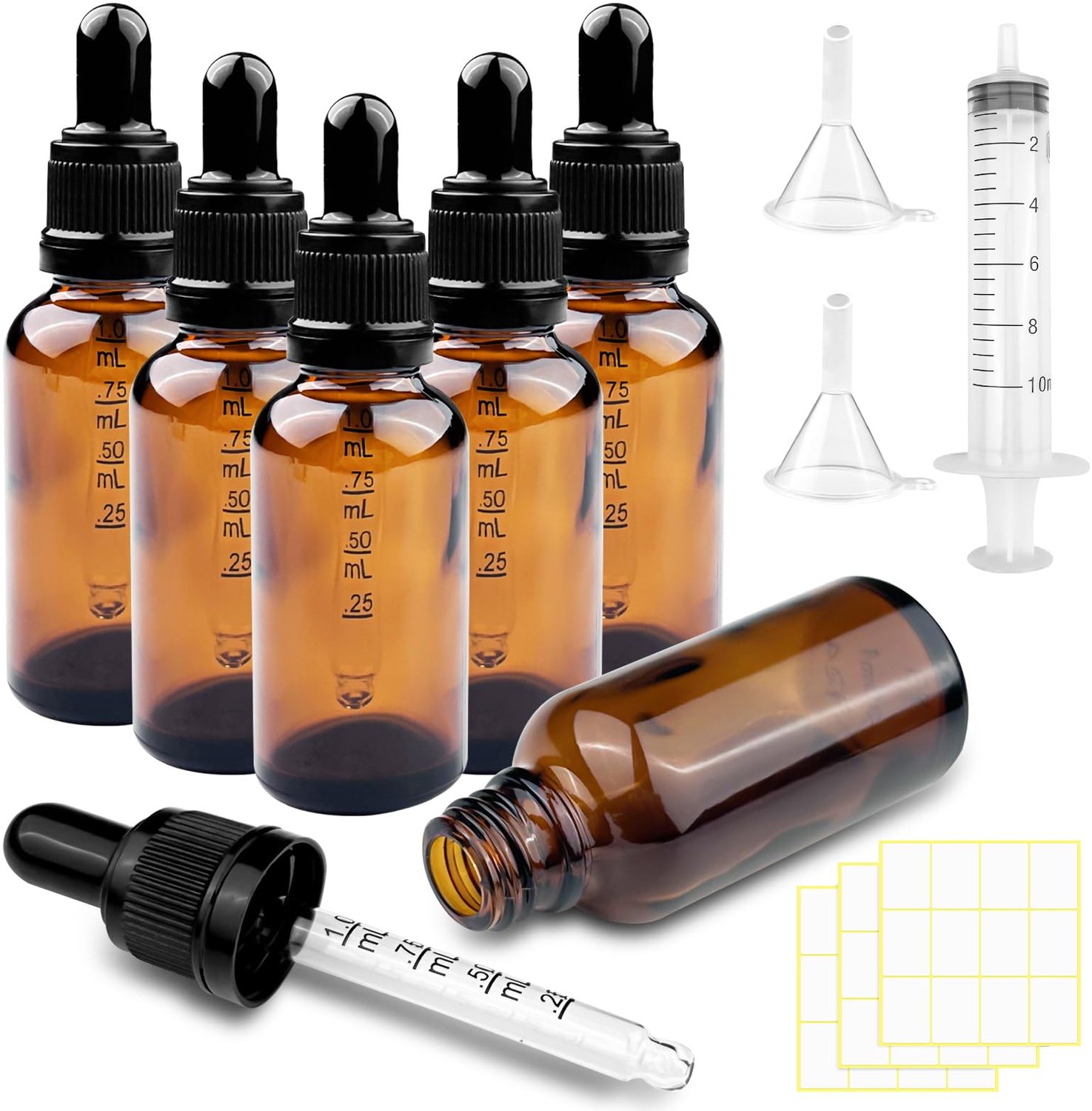Druppelfles 30 ml - Hoogwaardig Glas - Lekvrij Design - Bruine Fles - Voor Etherische Oliën - Steriliseren en Herbruikbaar - Flesje