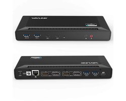 Wavlink Universal USB-C Docking Station - 2 x HDMI - 2 x Displayport - Ethernet - 4 x USB-A - Audio - 2 x USB-C - (45W/65W100W opladen) - Geschikt voor ALLE type Laptops en Macbooks