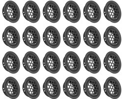24 stuks ventilatiesleuven, rond, plat, sofit ventilatie, 19 mm, roestvrij staal, rond, ventilatierooster, gaten voor badkamer, thuis, kantoor, keuken, kast, kledingkast, zwart
