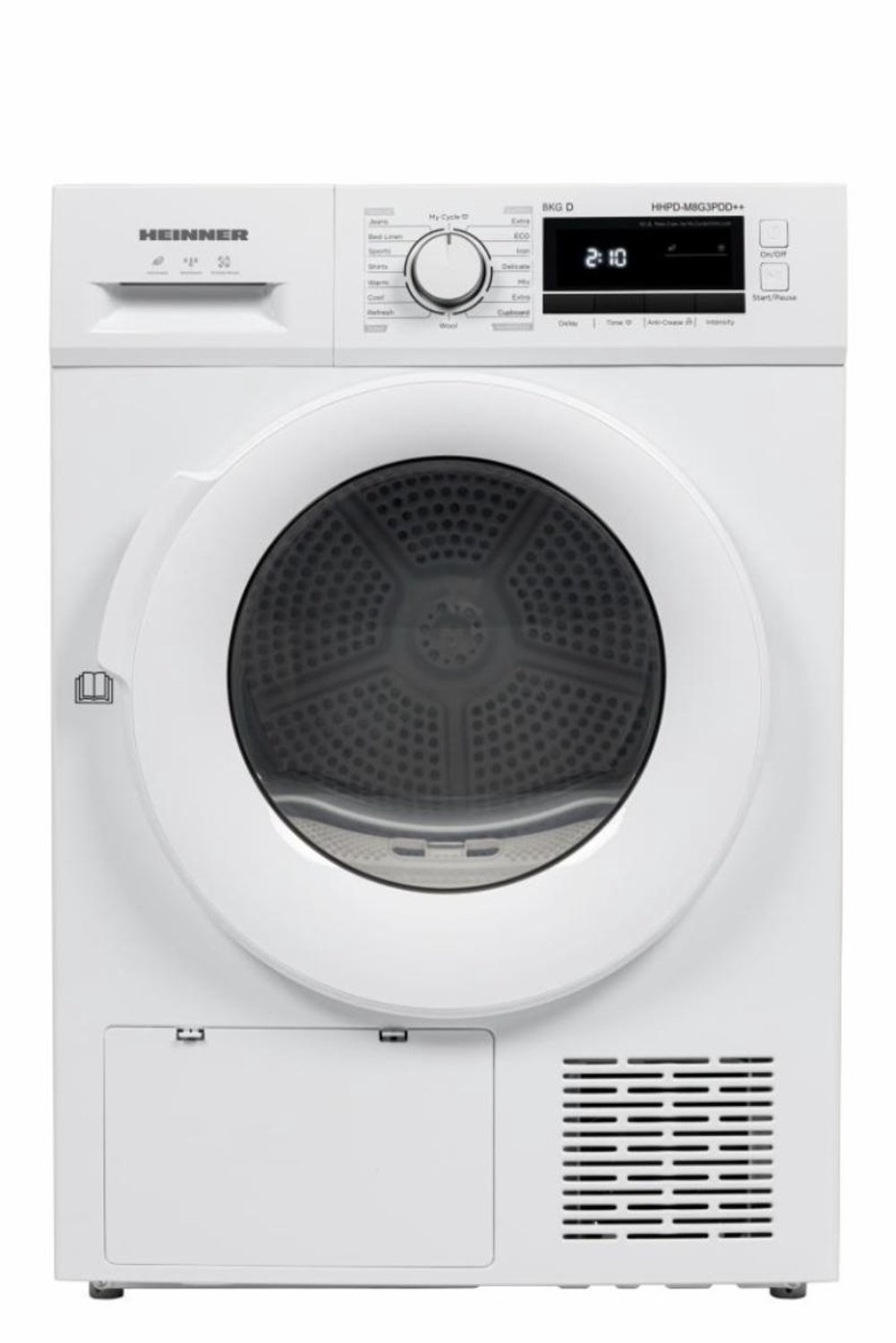 Heinner HHPD-M8G3PDD++ Warmtepompdroger – 8 kg – Energieklasse D – 16 Programma’s – Digitaal Display – Snelprogramma – Startuitstel – Anti-kreukfunctie – Trommelverlichting – Kinderslot – Wit – 5 Jaar Garantie
