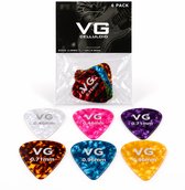 VG plectrum set 6 Celluloid plectrums - diktes thin 0.46 medium 0.71 en thick 0.96 mm