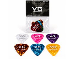 VG plectrum set 6 Celluloid plectrums - diktes thin 0.46 medium 0.71 en thick 0.96 mm