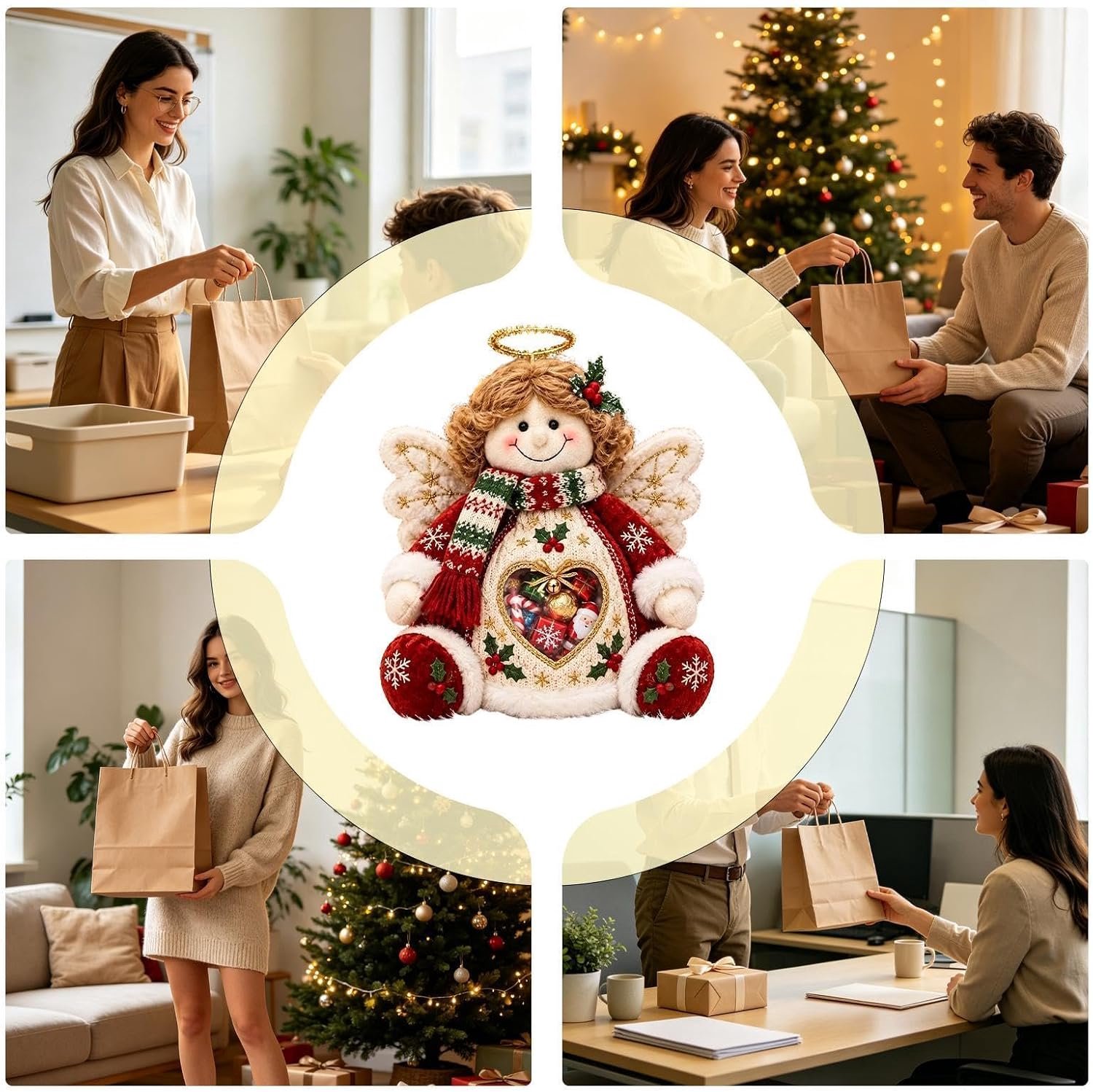 Kerstversiering - Engel snoep opbergdoos - Kerst knuffel - Kerst koekjesdoos - Feestelijke decoratie - Kerst versiering voor thuis & kantoor - 1 stuk - Voor snoep voedsel feest snack dessert chocolade - Tafel decoratie - Kerst snoepdoos – foto 5