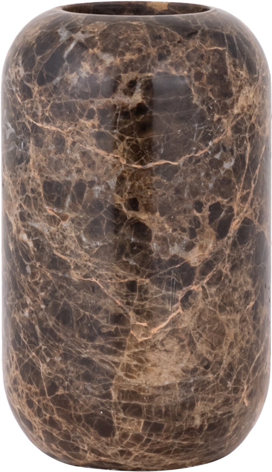 PTMD Eris Dark Brown Marble Pillar Candleholder Bruin