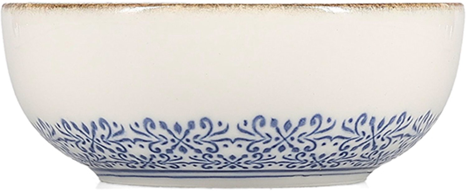 Fameilleur kom 16xH6cm blauw Azul set van 2 - porseleinen serveerkom en schaaltje, voor ontbijt, muesli, soep, dessert, snacks en bijgerechten, vaatwasser- en magnetronbestendig, voedselveilig, servies voor thuis, restaurant en horeca