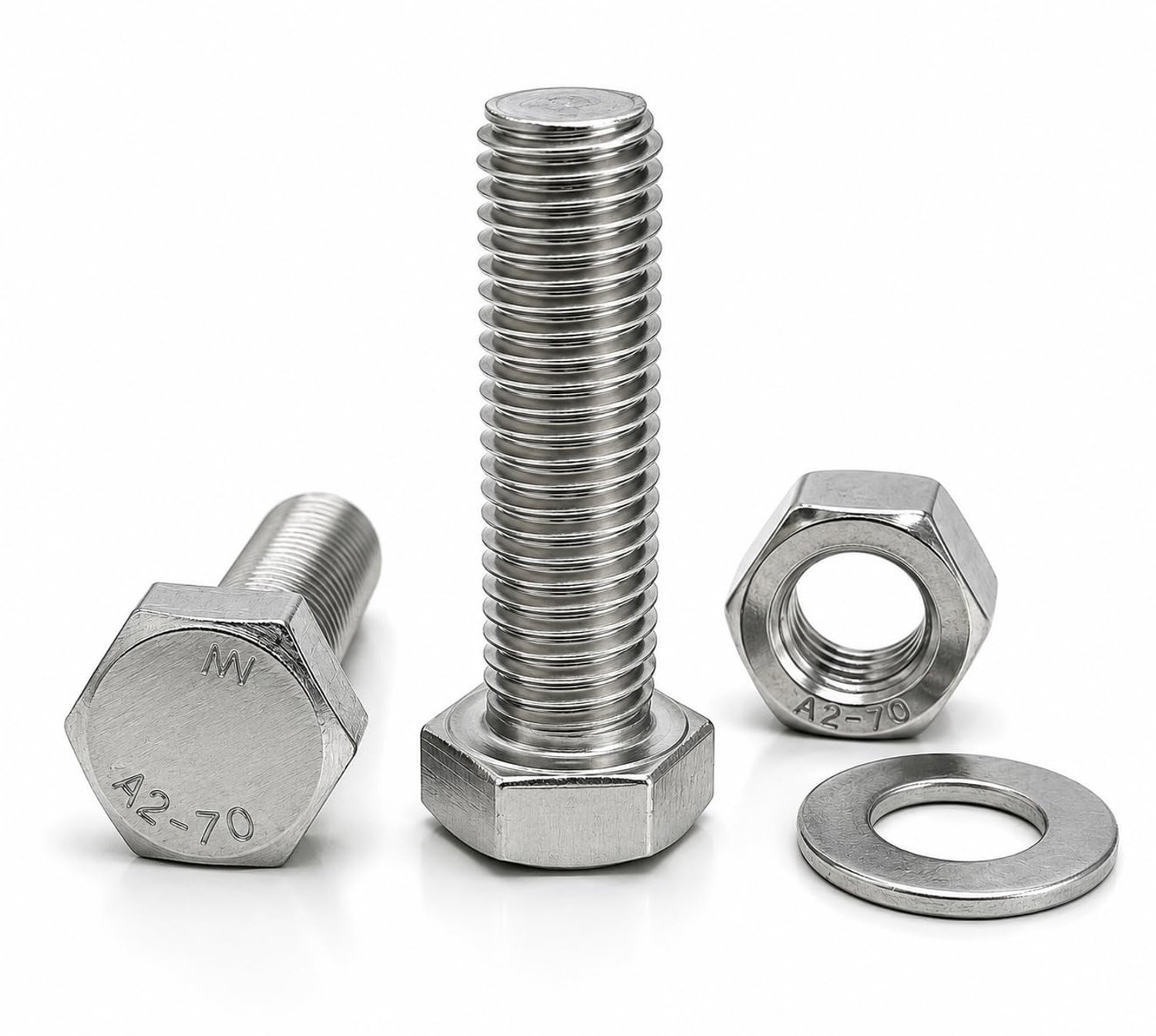 Zeskantschroeven M5 x 20 mm - roestvrij staal AISI 304 - inclusief 20 moeren en 20 sluitringen - corrosiebestendig - 60 stuks - ServiceTopper