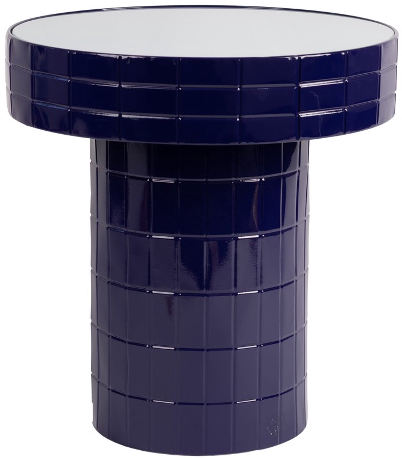 Fameilleur bijzettafel 48,5xH51,5cm blauw Bowie - glazen design salontafel, voor woonkamer, slaapkamer en hoek naast de bank, woondecoratie voor modern interieur, mooi als cadeau