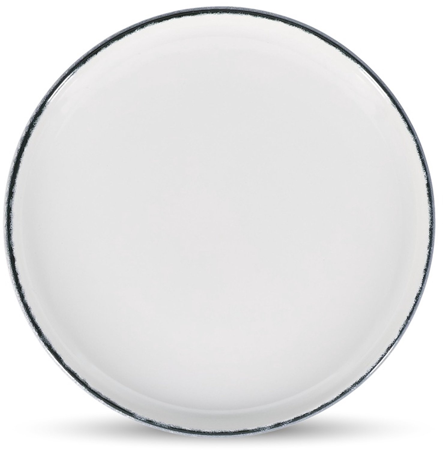 Fameilleur plat bord 22xH2,5cm zwart rim Fade set van 4 - stenen eetbord en dinerbord, voor ontbijt, lunch, diner en hoofdgerecht, vaatwasser- en magnetronbestendig, voedselveilig, servies voor thuis, restaurant en horeca, mooi als cadeau
