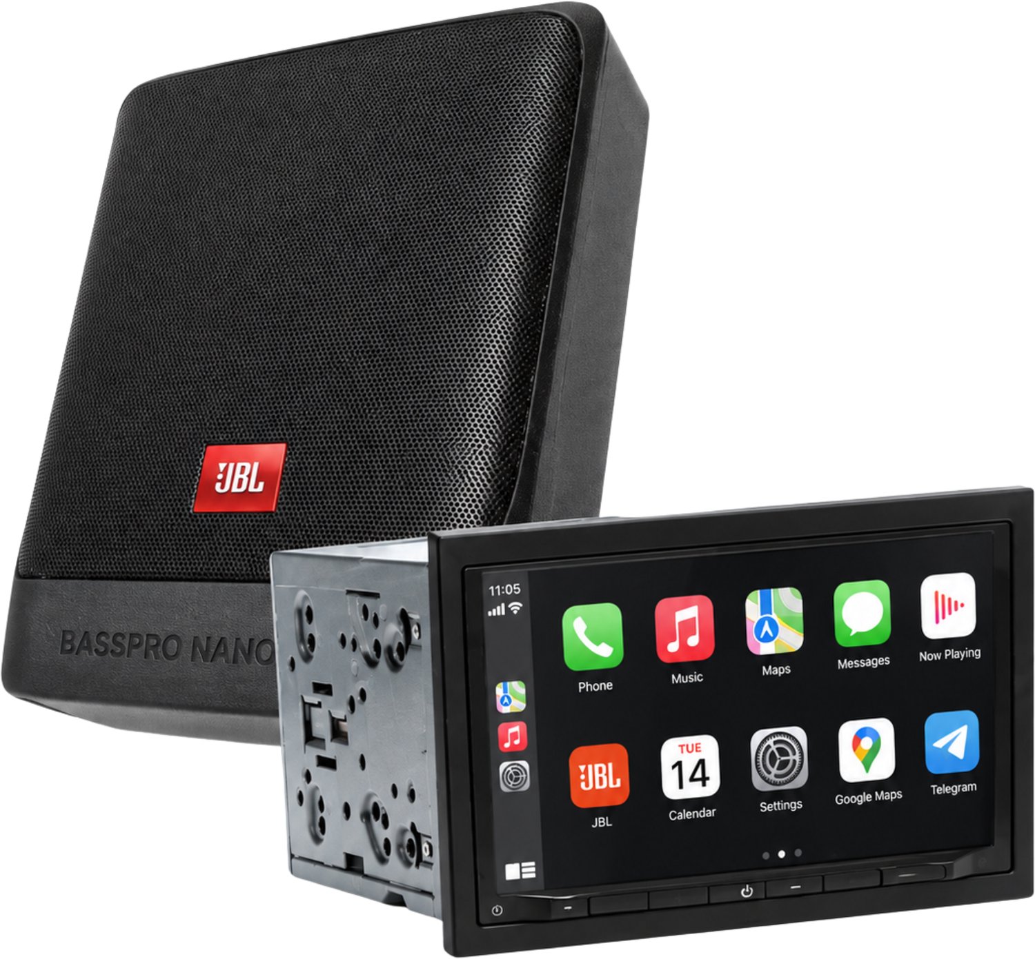 JBL Legendary PACK - Complete Car Audio Set - Legend 700D 7 Inch Autoradio + BassPro Nano Actieve Subwoofer - CarPlay & Android Auto