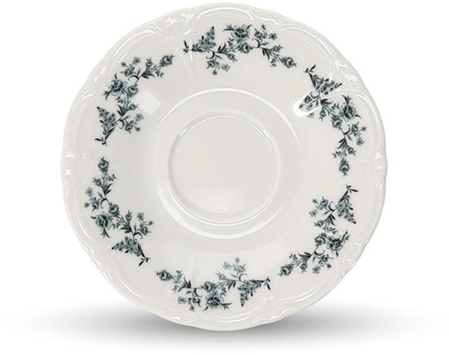 Fameilleur mokkaschotel 14cm zwart flower Retro set van 6 - porseleinen onderschotel voor kopjes, voor koffiekop, theekop en espressokop, vaatwasser- en magnetronbestendig, voedselveilig, servies voor thuis, restaurant en horeca, mooi als cadeau