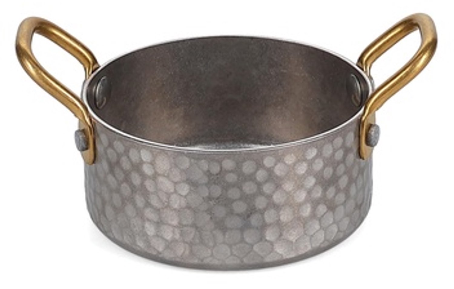Fameilleur serveerschaal 10,5xH5cm met gouden handvat gehamerd antiek zilver Serve set van 6 - roestvrijstalen schaal om te serveren en delen, voor salades, bijgerechten, fruit en hapjes, vaatwasserbestendig, ovenbestendig, voedselveilig