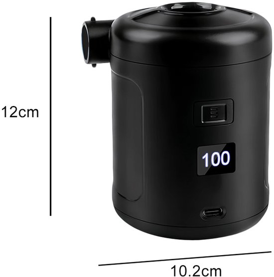 Luchtbed Pomp Elektrisch - Elektrische Pomp - Draadloze Luchtpomp - 400L/min - 5 Soorten Sproeiers - Zwart — afbeelding 4