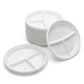 KURTT - 100 Plastic borden 3 vak - herbruikbare borden ( europese norm EN12875-1 gecertificeerd) reusable - ø 22cm