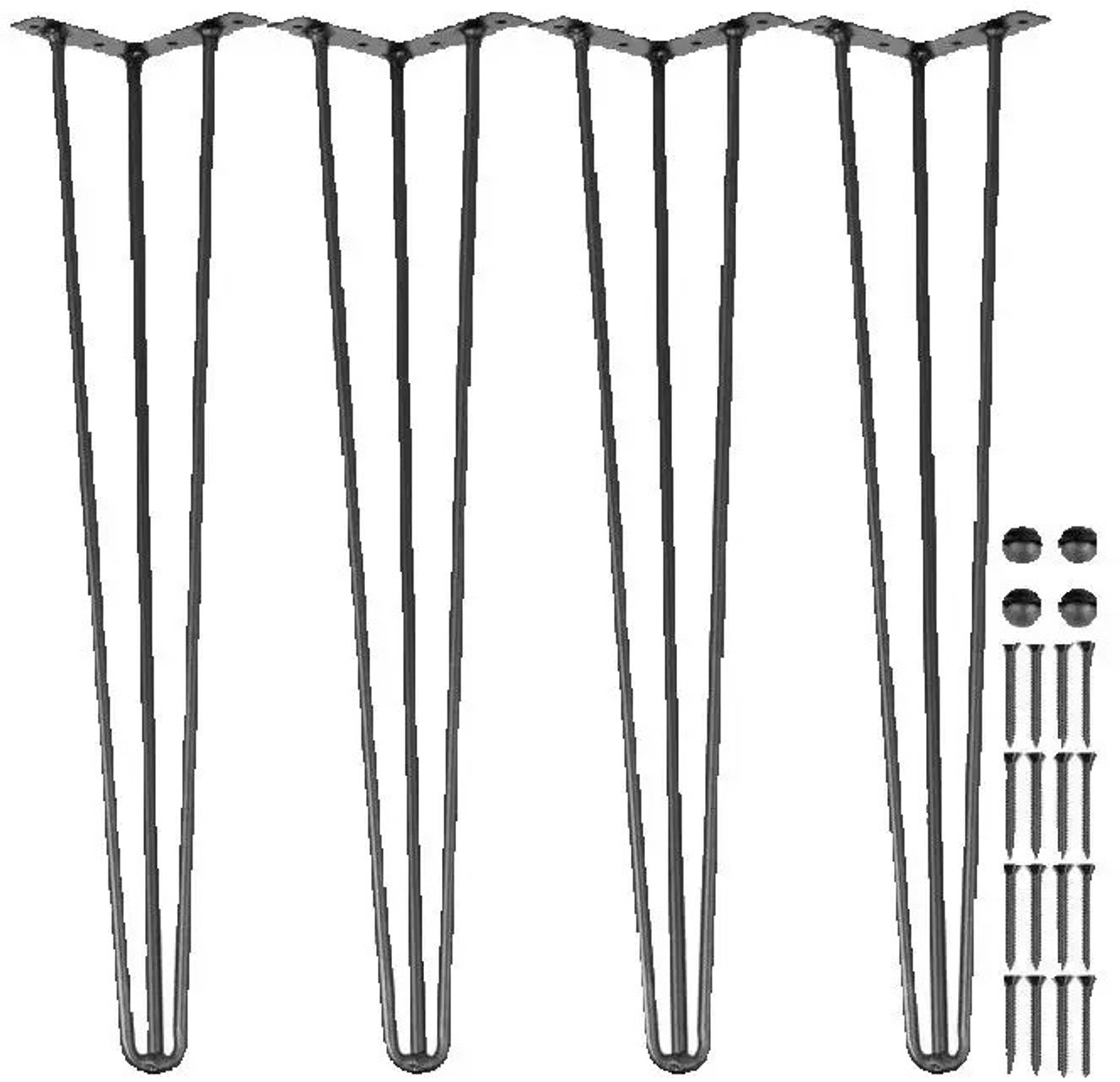 Marqs Tafelpoten metaal zwart - Meubelpoten set van 4 - IJzerwaren - 61 cm hoog - 400 Kg draagvermogen - incl. schroeven - Staal