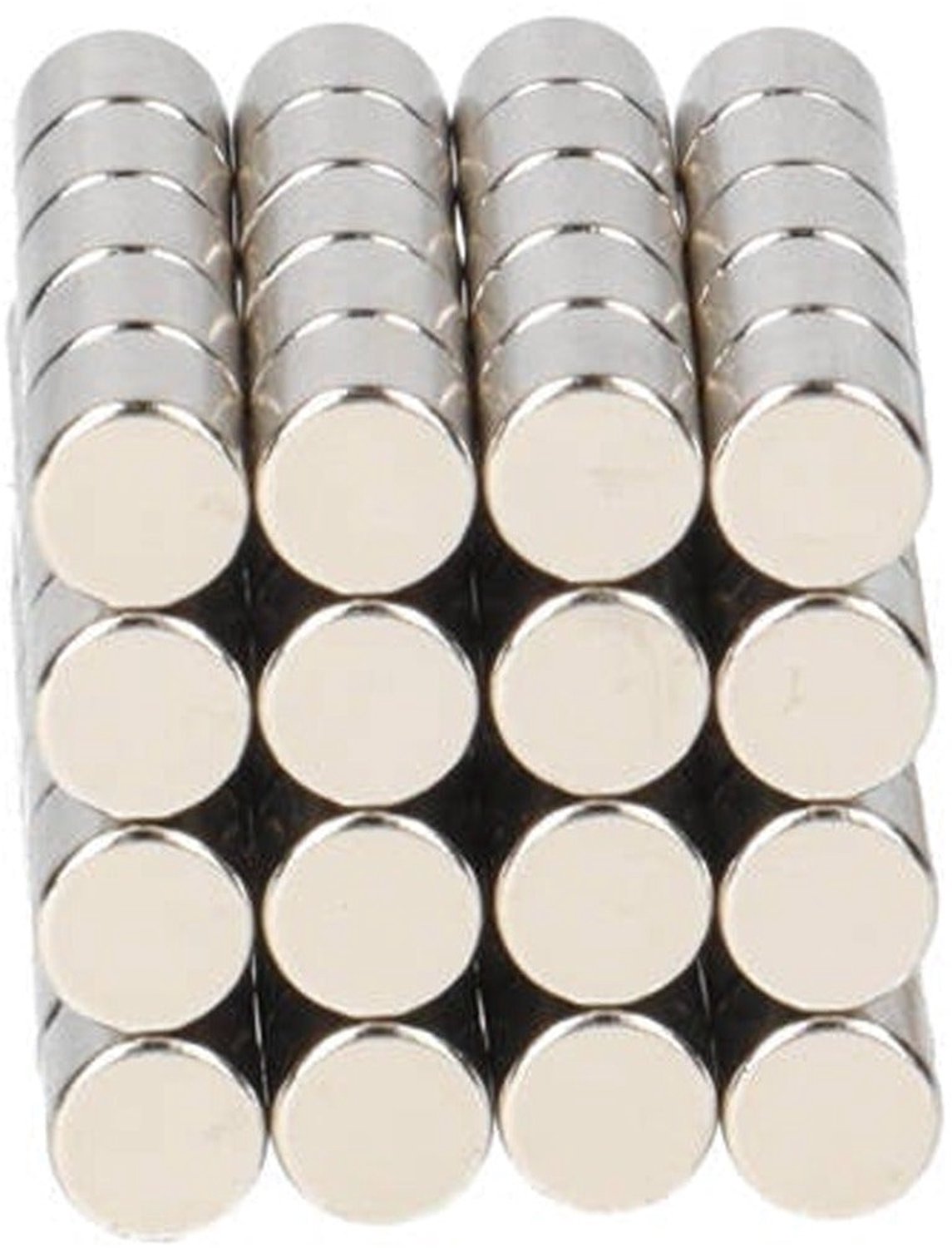 Neodymium Schijfmagneet Ø4 x 4 mm N48 NiCuNi – 40 stuks