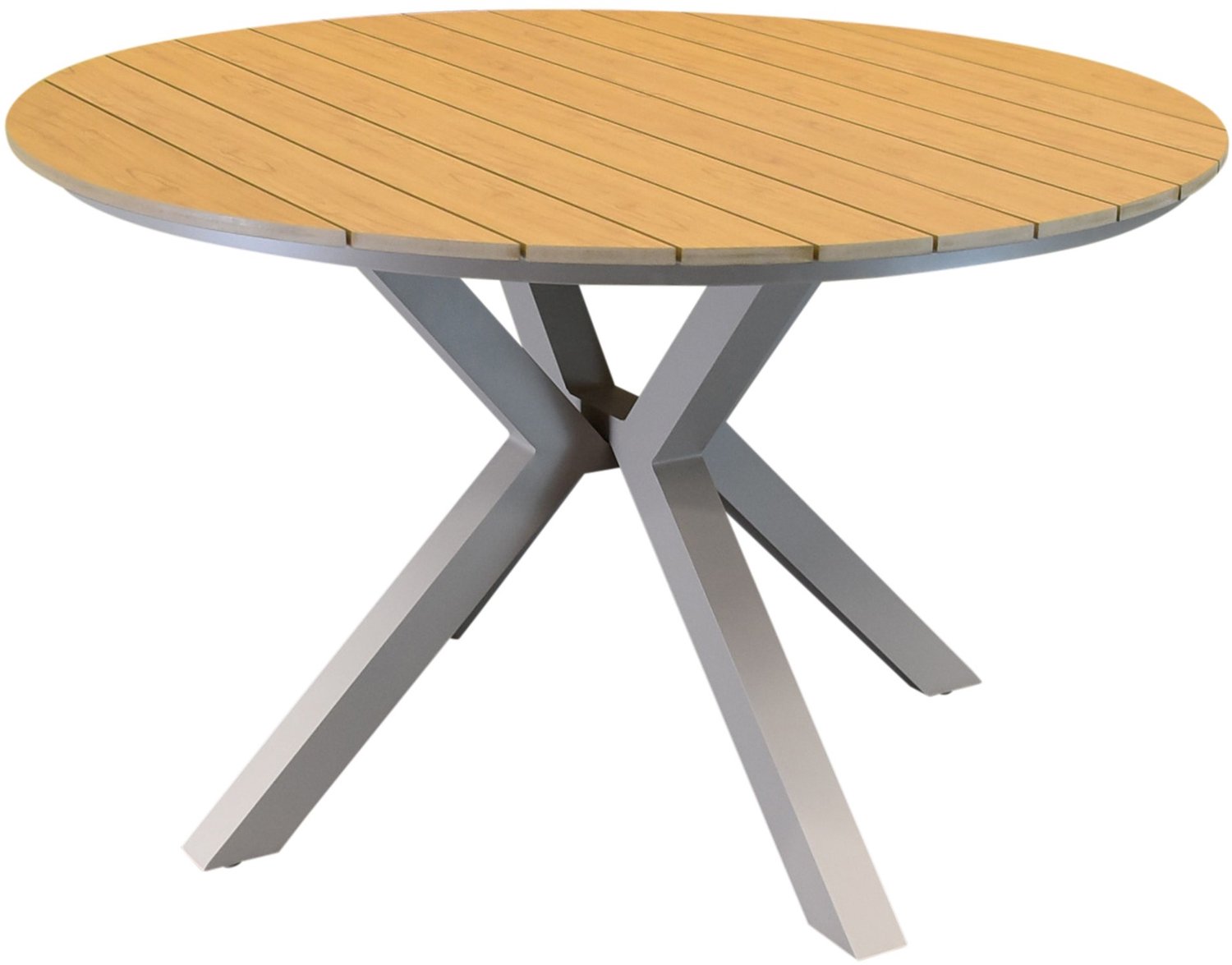 AVH-Collectie Quincy dining tuintafel latte 120xH75 cm rond polywood blad Zand / Latte / Linen