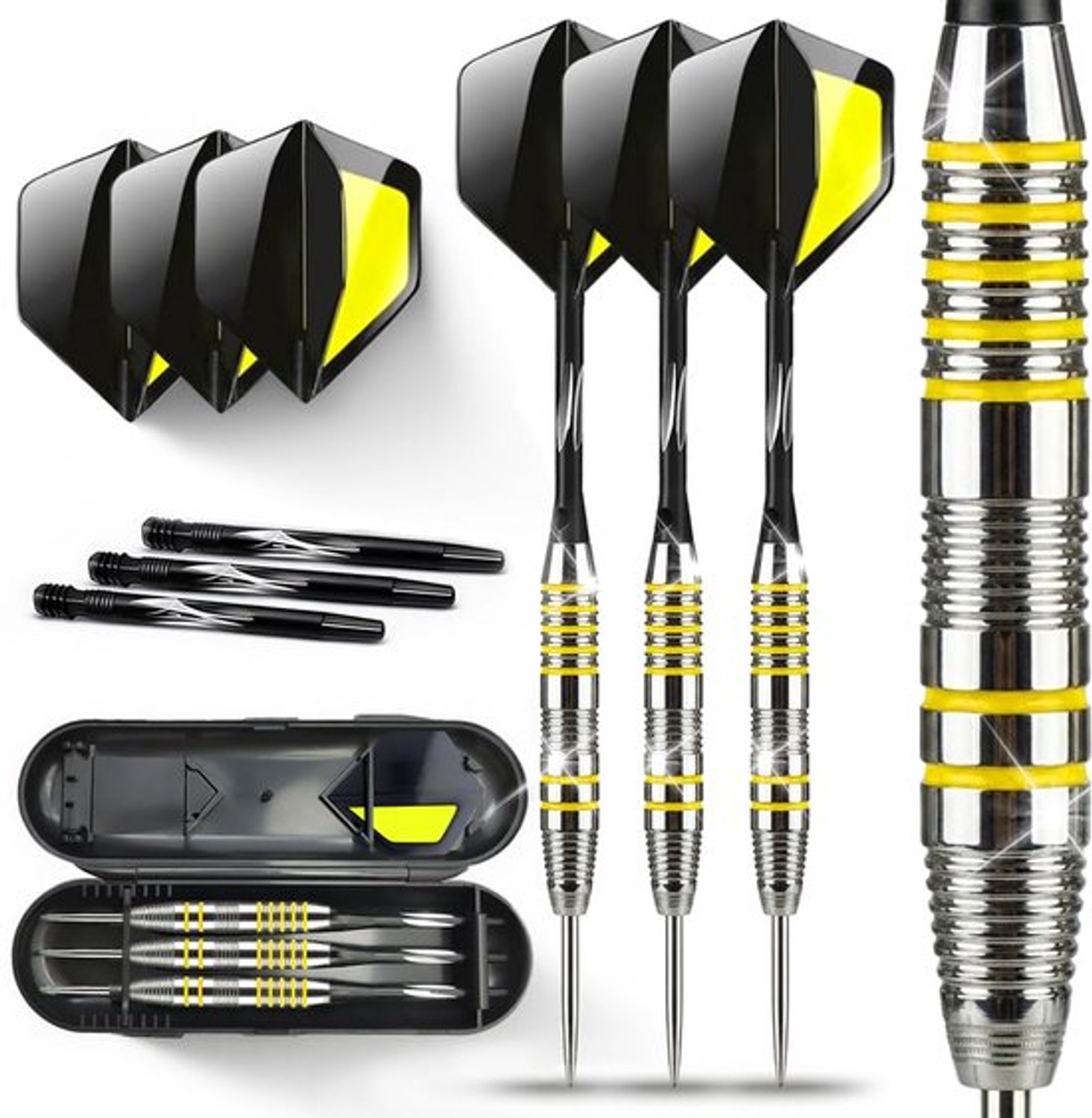 Professionele dartset met stalen punt, 23 g, met afneembare flights en schachten, verstelbare 2BA darts met dartetui voor thuis, club en competitief spelen (B)